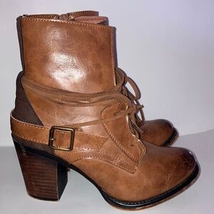 Pierre Dumas Brown Heeled Boots with Western Flair